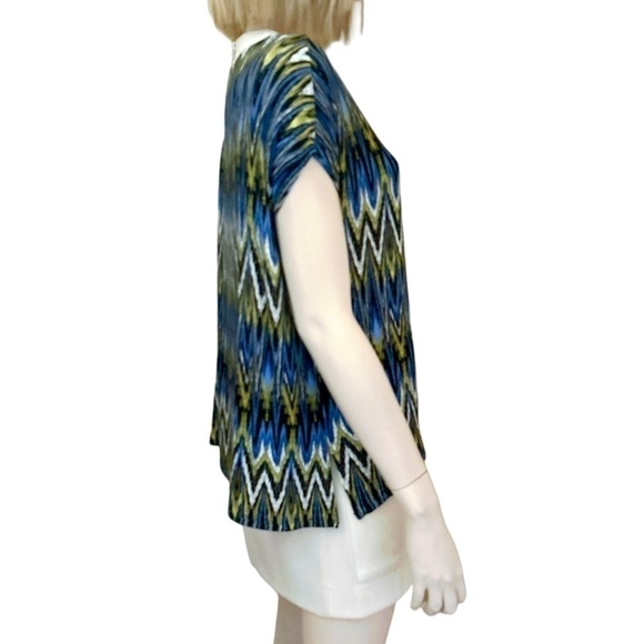 J. Jill Rayon Batwing Sleeve Poncho Design Shirt Top Tunic Aztec Print XSP XS S - Picture 4 of 11